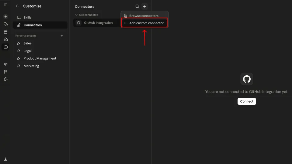 Connectors, Add custom connector